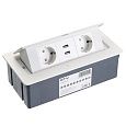 Блок врезной 2 розетки (Schucko) SOFT 2хUSB теплый белый с проводом